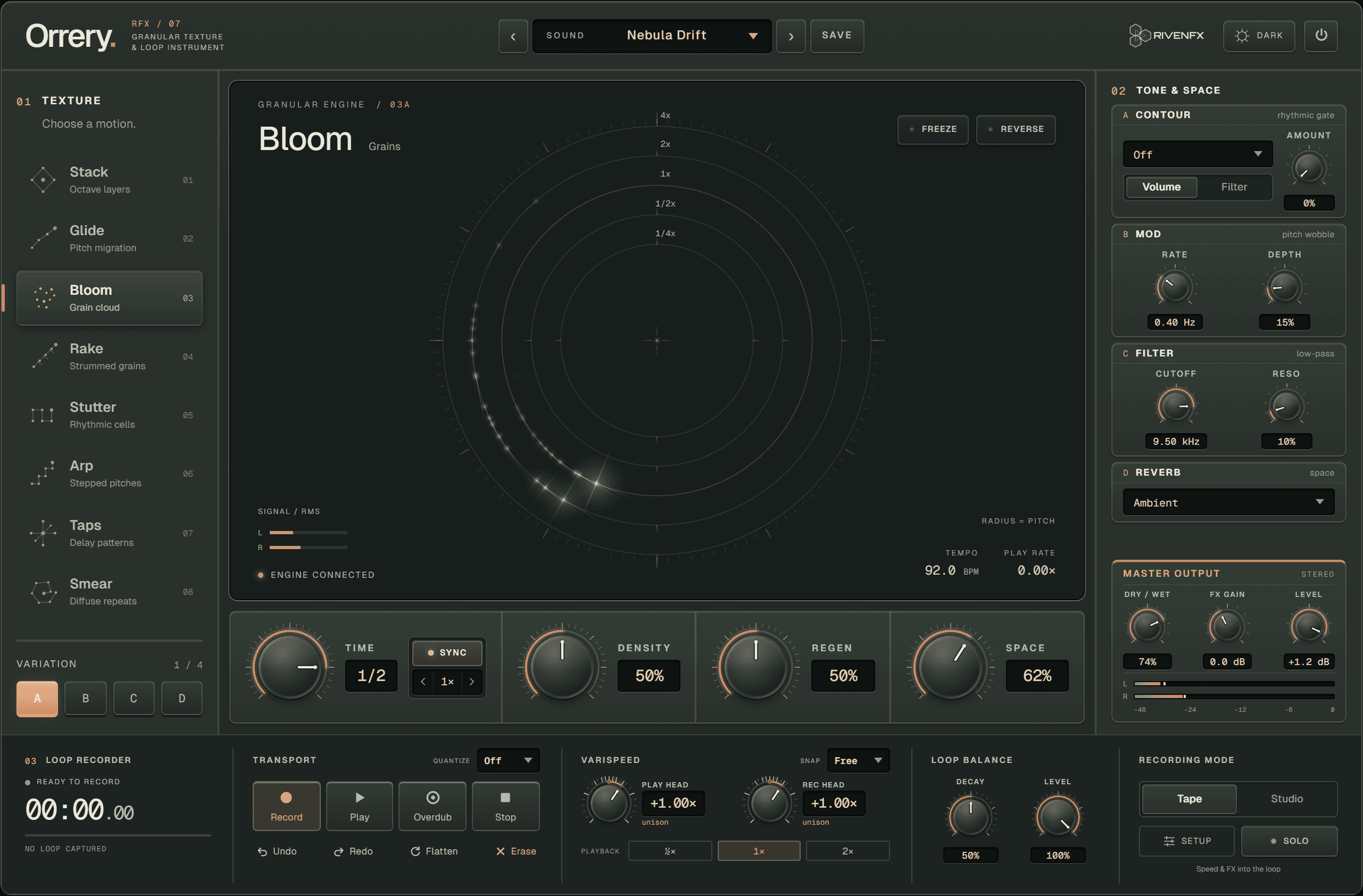 Orrery dark interface