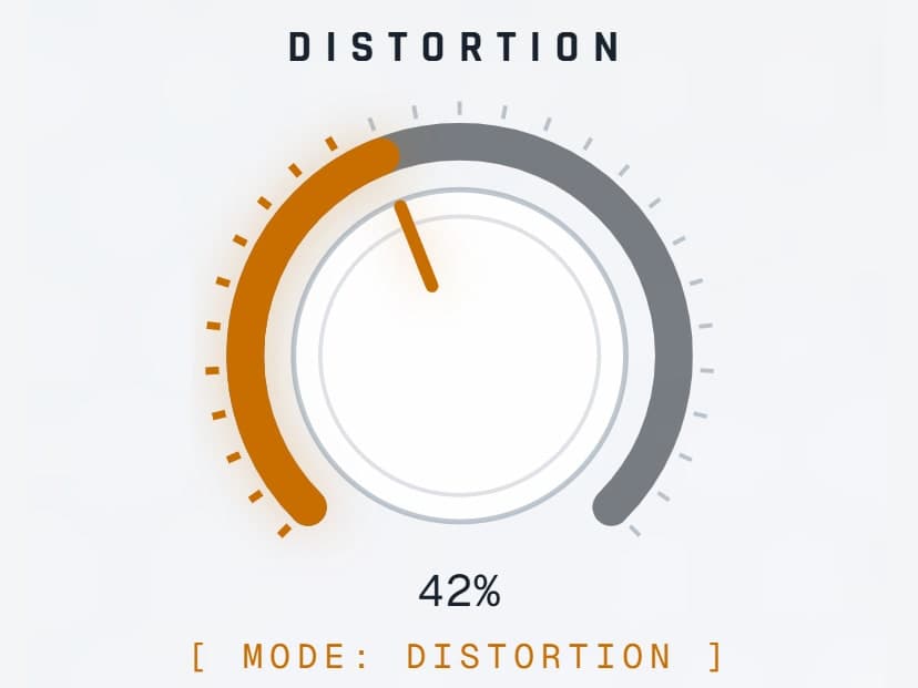 DISTORTION · Overdrive to fuzz in one turn