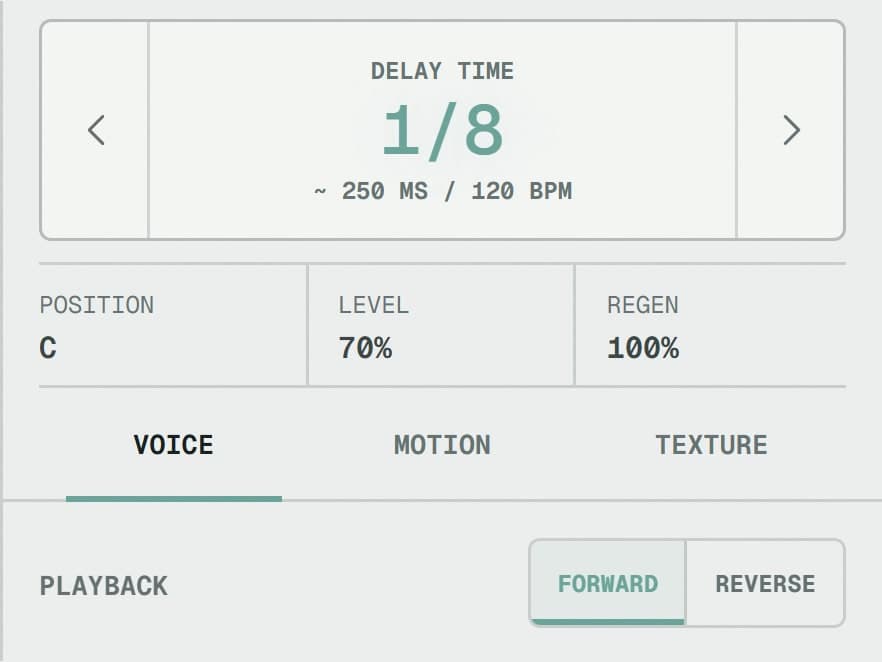 NODE INSPECTOR · Time, position, level and regen per tap