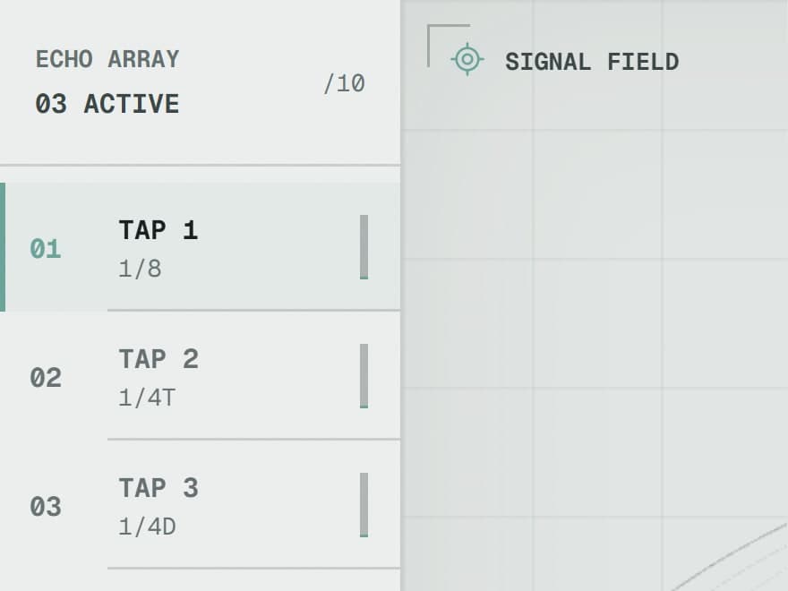 ECHO ARRAY · Up to ten taps, each with its own division